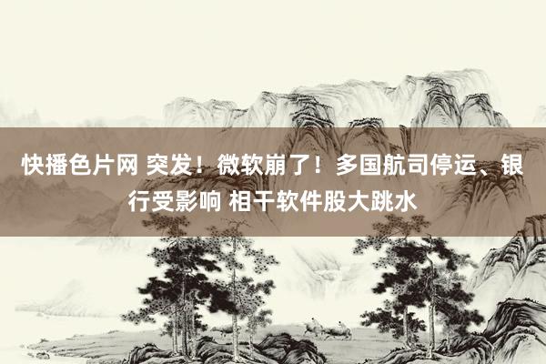 快播色片网 突发！微软崩了！多国航司停运、银行受影响 相干软件股大跳水