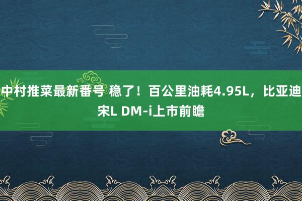 中村推菜最新番号 稳了！百公里油耗4.95L，比亚迪宋L DM-i上市前瞻