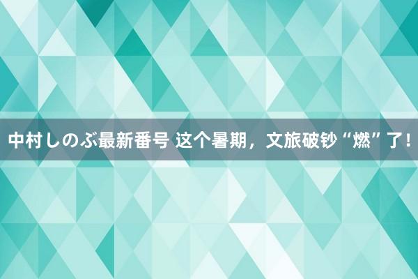 中村しのぶ最新番号 这个暑期，文旅破钞“燃”了！