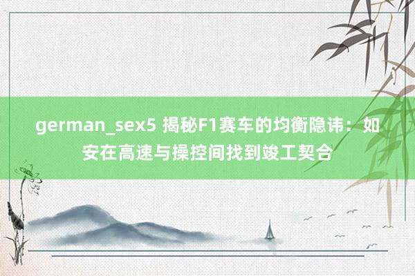 german_sex5 揭秘F1赛车的均衡隐讳：如安在高速与操控间找到竣工契合