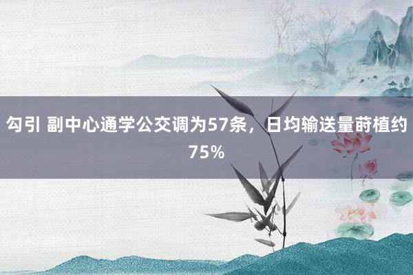 勾引 副中心通学公交调为57条，日均输送量莳植约75%